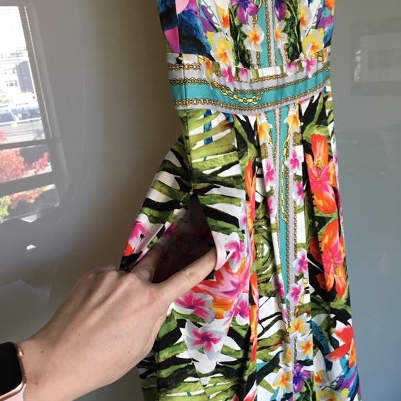 SOLD - Retro tropical print dress with pockets - Picture 5 of 7